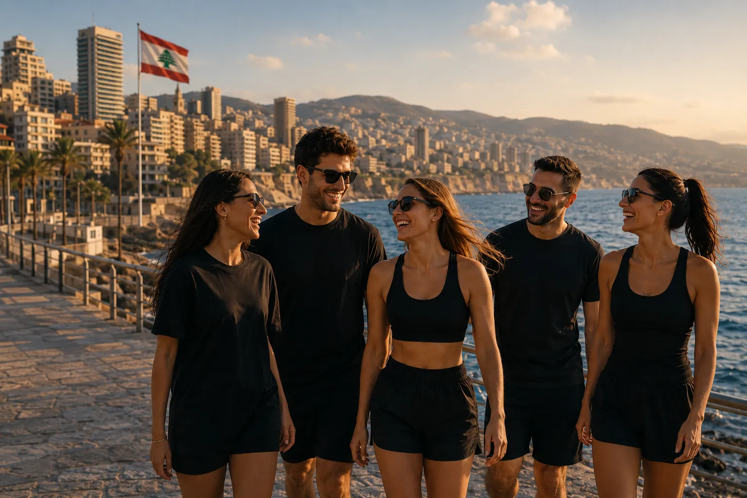 The Lebanese coastline with a single Newgate supplement bottle in the foreground